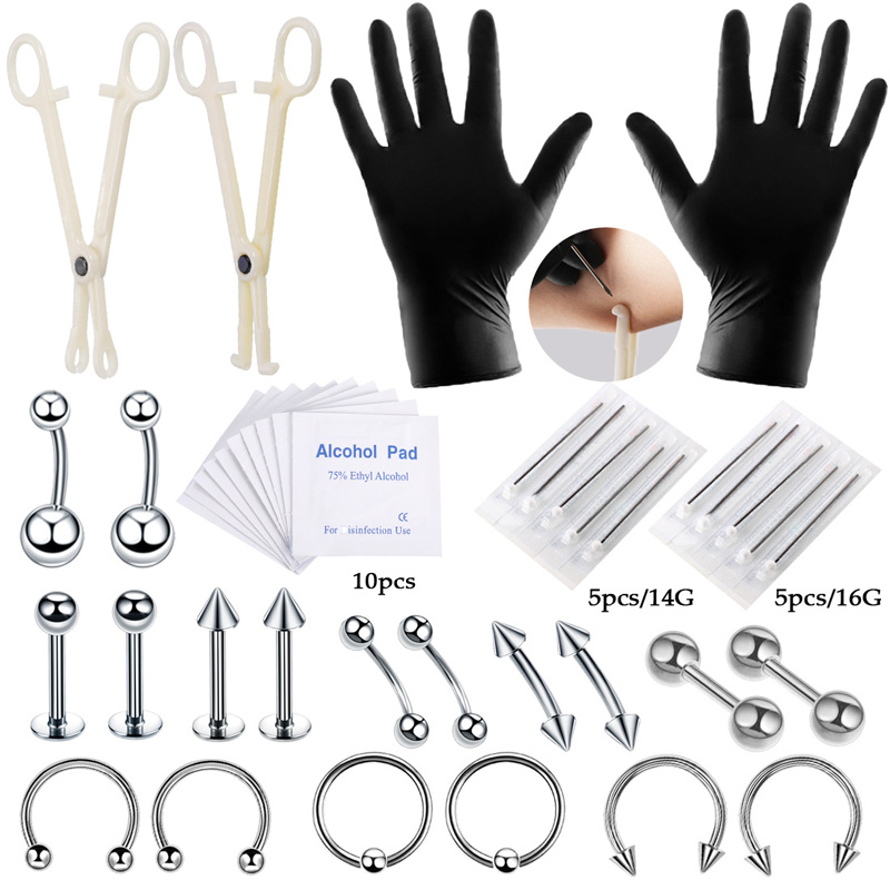 Jewelry Making Needle Nose Pliers - 42pcs/set Body Piercing Tool Kit Piercing