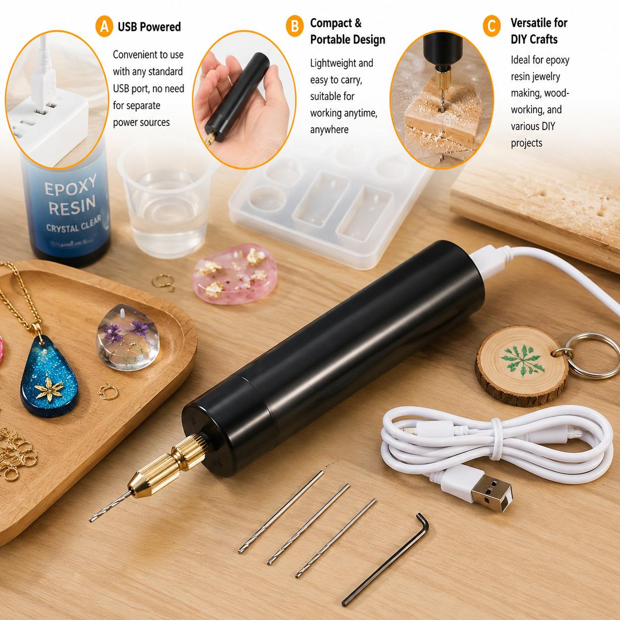 Mini Electric Drill USB Powere - Jewelry Making Rotary Tool ulasan dan harga