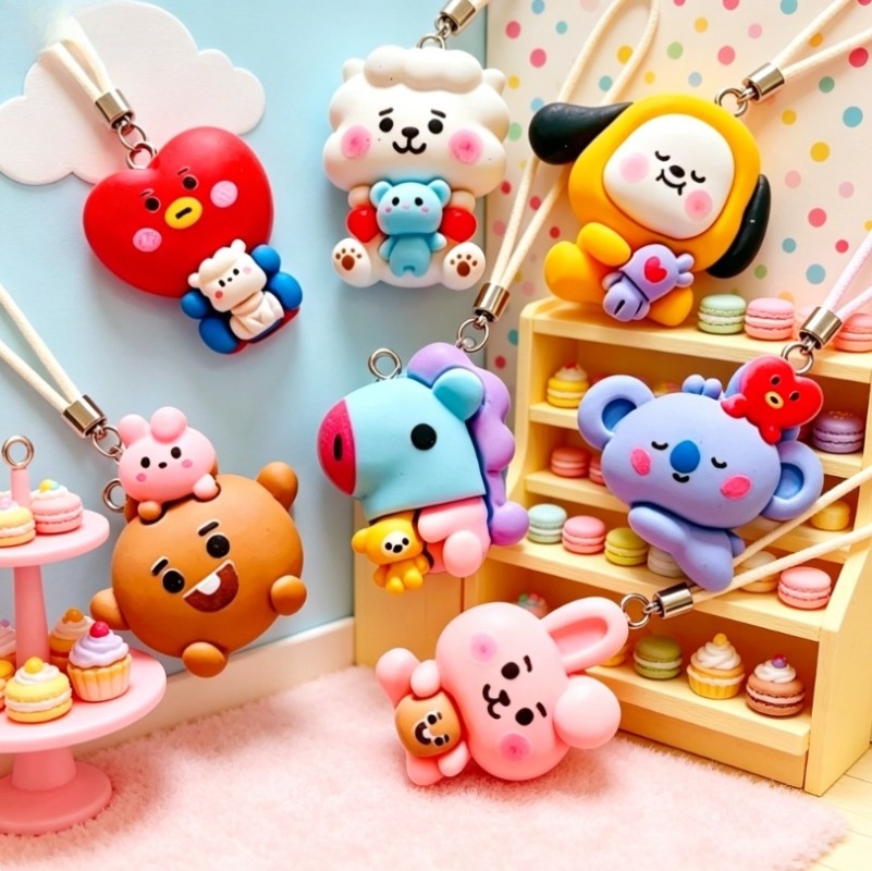 7pcs BT21 Resin Cartoon Charm  - Jewelry Making Brass ulasan dan harga