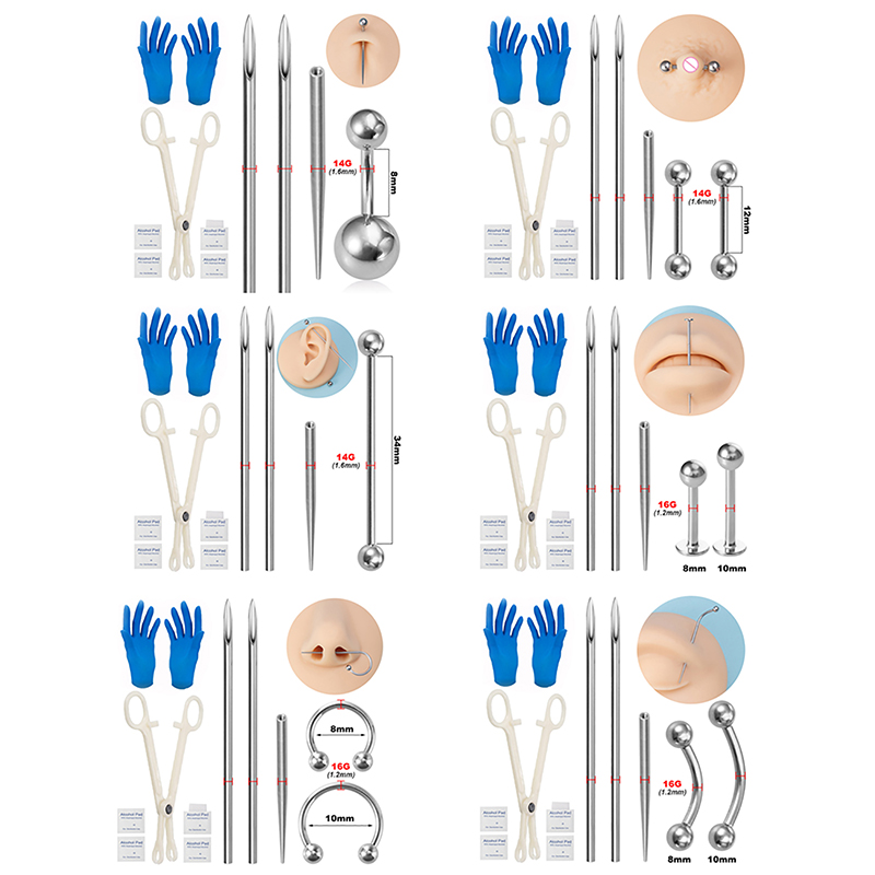 Body Piercing Kit Surgical Ste - Jewelry Making Needle Nose Pliers ulasan dan harga